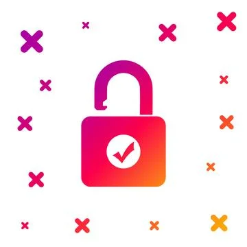 Color Open padlock icon isolated on white background. Opened lock sign. Cyber Illustrazione stock