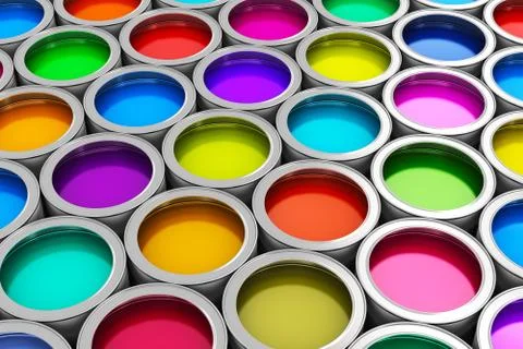 Color paint cans Stock Photos