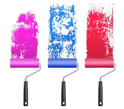 Color paint rollers set isolated on white background Stock Illustration