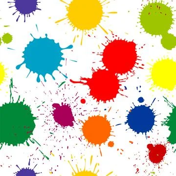 Color paint splatter seamless pattern. Ink splashes Stock Illustration