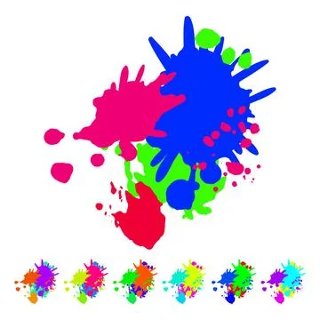 Color paint splatters cartoon vector graphic Stock Illustration