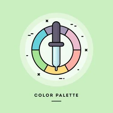 Color palette, flat design thin line banner. Vector illustration. Stock Illustration