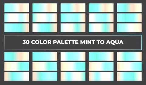 Color palette mint to aqua with gradient swatches and bright shades in a modern Stock Illustration