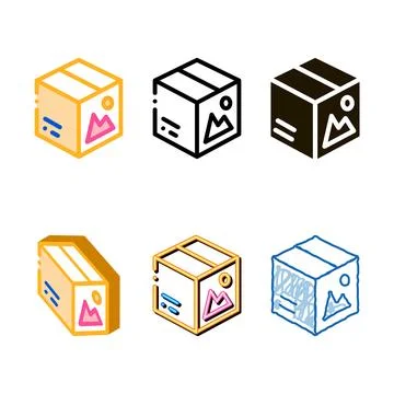 Color paper box icon vector outline series イラスト素材