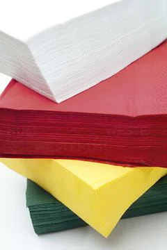 Color paper napkins stack, close up Stock Photos