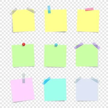 Color paper note message templates set Stock Illustration