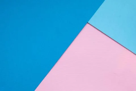Color papers geometry flat composition background with blue and pink tones Stock Photos