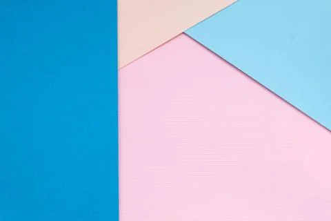 Color papers geometry flat composition background with blue tones 写真素材