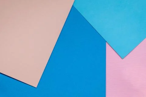 Color papers geometry flat composition background with blue tones Foto stock
