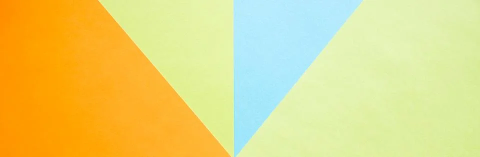 Color papers geometry flat composition background with green, orange and blue Stock Photos