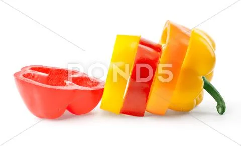 Color parts of bulgarian pepper Stock Photos