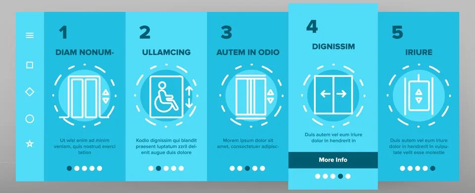 Color Passenger Elevator, Lift Vector Onboarding 스톡 일러스트