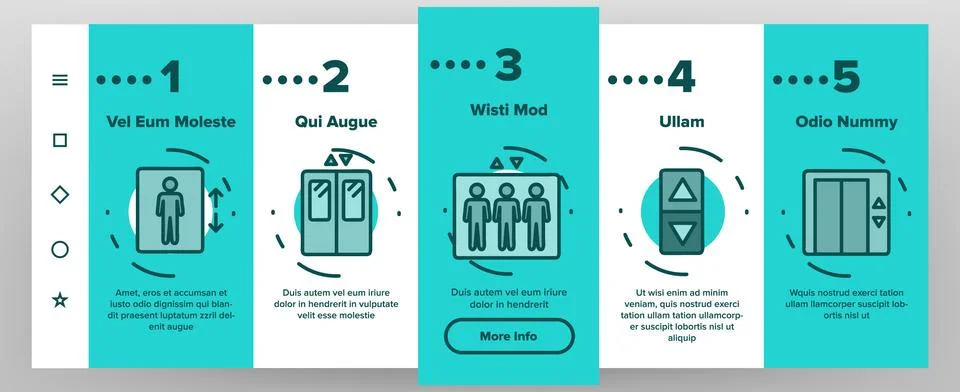 Color Passenger Elevator, Lift Vector Onboarding 스톡 일러스트