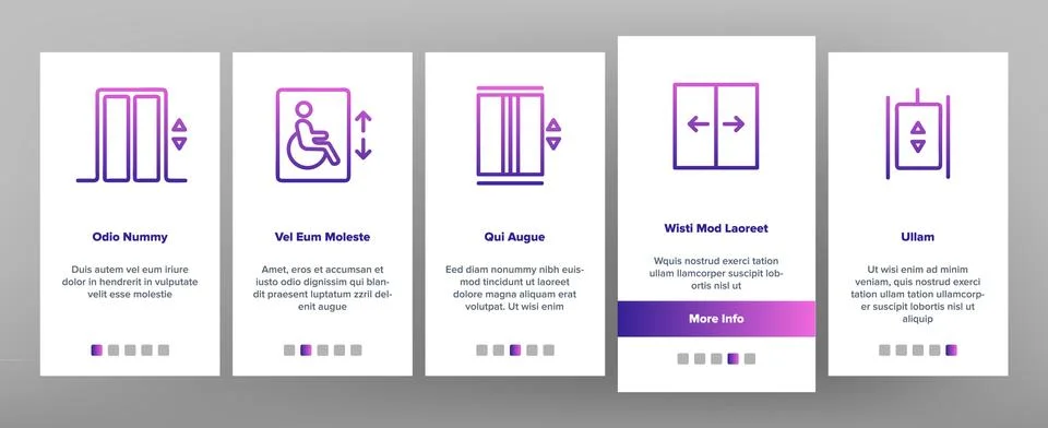 Color Passenger Elevator, Lift Vector Onboarding Stock Illustration