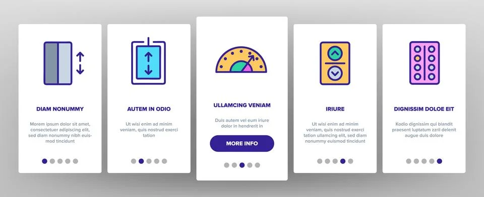 Color Passenger Elevator, Lift Vector Onboarding 스톡 일러스트