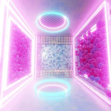 The Color  Pastel With Geometric Room Stock Illustration