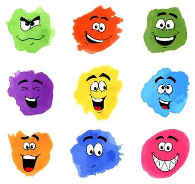 Color patches with emotional faces Illustrazione stock