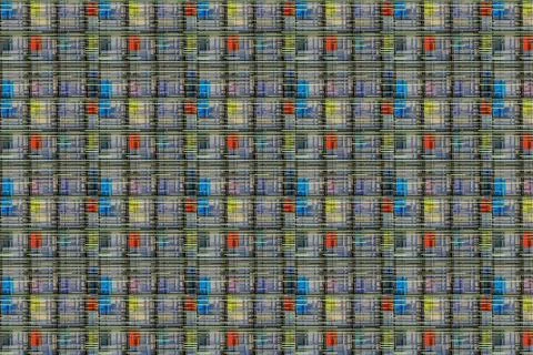 Color pattern from decorative elements of the street building facade Stock Photos