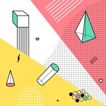 Color pattern with geometric graphic elements. Geometrical shapes backdrop for Illustrazione stock