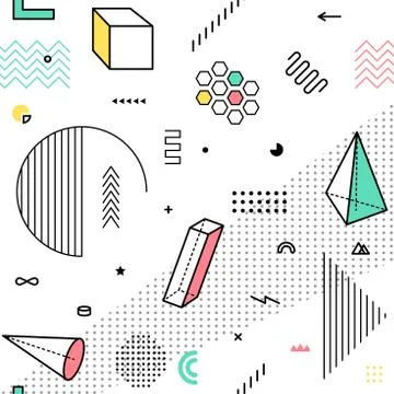 Color pattern with geometric graphic elements. Geometrical shapes backdrop for Stock Illustration