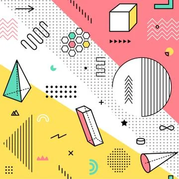 Color pattern with geometric graphic elements. Geometrical shapes backdrop for Stock Illustration