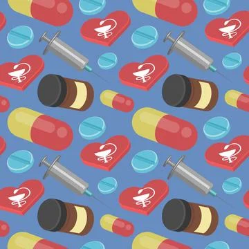 Color pattern with medical elements in 3d style 스톡 일러스트