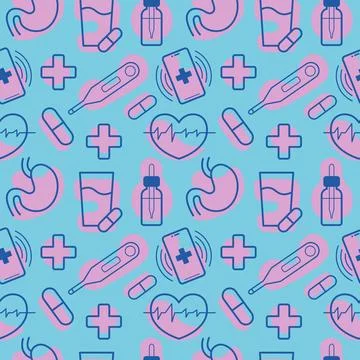 Color pattern with medical elements in vector and illustration Stock Illustration