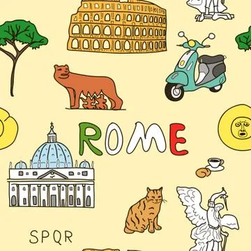 Color pattern set of Rome symbols Stock Illustration