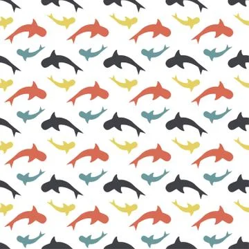 Color pattern with sharks Illustrazione stock