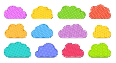 Color pattern vector cloud set isolated on white Illustrazione stock