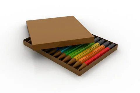 Color pencil with box Stock Illustration