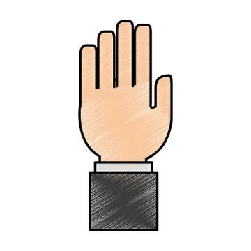 Color pencil image front view hand with side fingers Stockillustratie