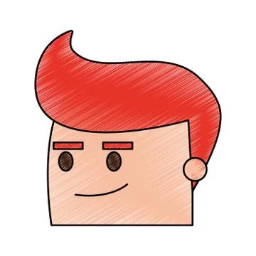 Color pencil image side view face cartoon man with expression of satisfaction Stockillustratie