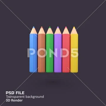 Color pencil isolated 3d render icon illustration PSD-Vorlage