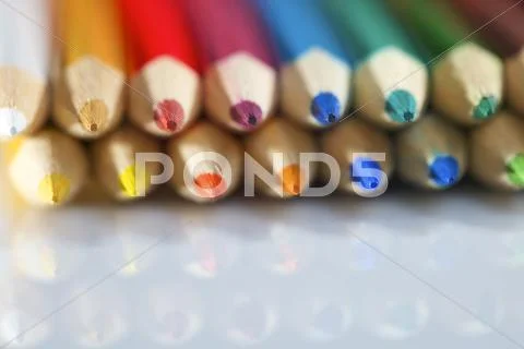 Color pencil palette macro soft focus Stock Photos