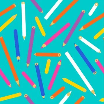 Color pencil seamless pattern of school supplies Stock Illustration