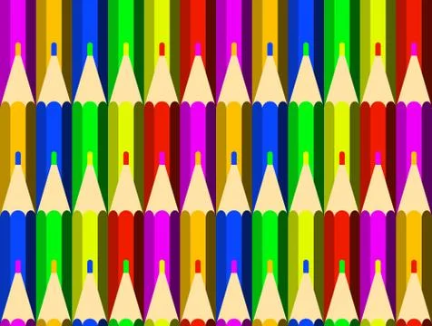 Color pencils background. Seamless pattern. Drawing, creativity, school Stock Illustration
