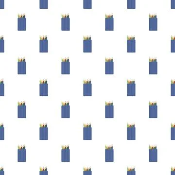 Color pencils in cup repeating pattern seamless background Stock Illustration