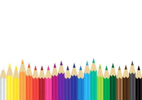 Color pencils flat background Stock Illustration