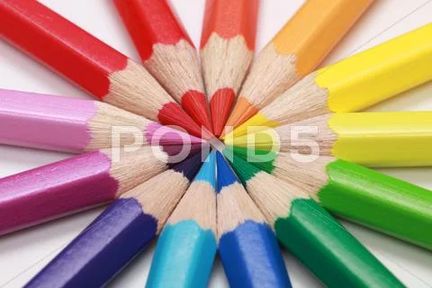 Color pencils forming a circle Stock Photos