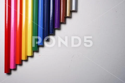 Color pencils isolated on white background. Close up. Stock Photos