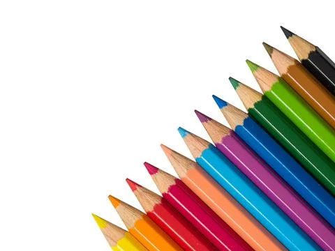 Color pencils over white background Stock Photos