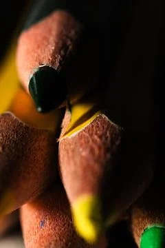 Color pencils stack up close up Stock Photos
