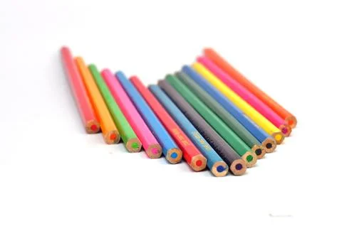 Color pencils on white background Stock Photos
