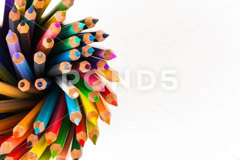 Color pencils on white background Stock Photos