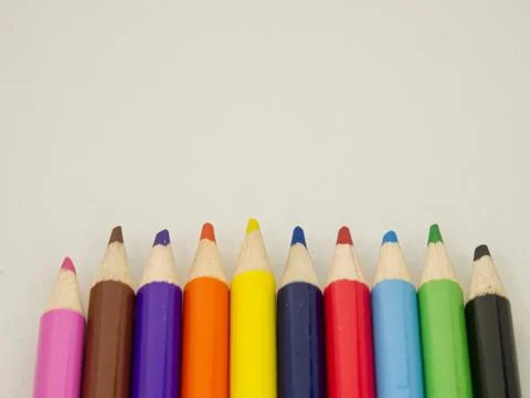 Color pencils on white background Stock Photos