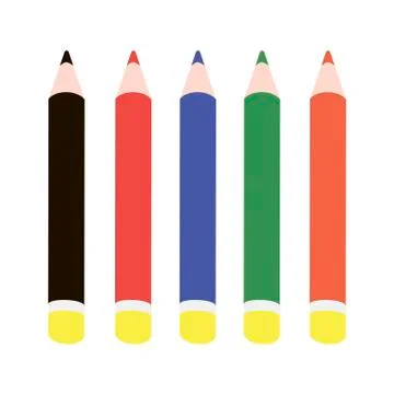 Color pencils on white background. Vector illustration in trendy flat style. ESP Stock Illustration