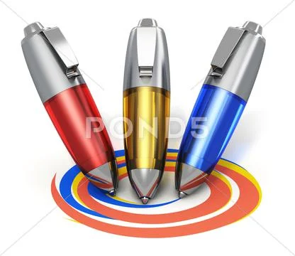 Color pens drawing coloful shapes Stock Illustration