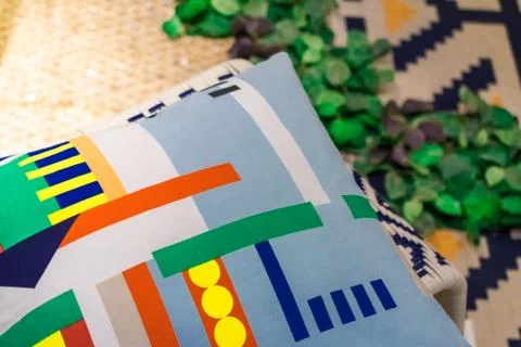 Color pillows for sofas Stock Photos