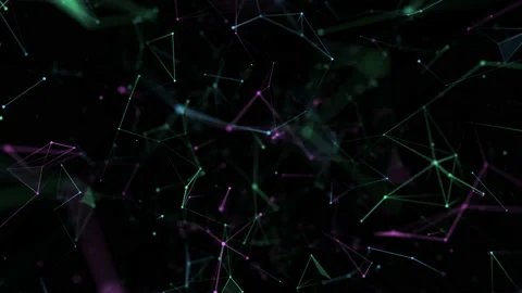 Color plexus fantasy lines, dots and particles in space. Depth of field settings Stock Footage 120141888